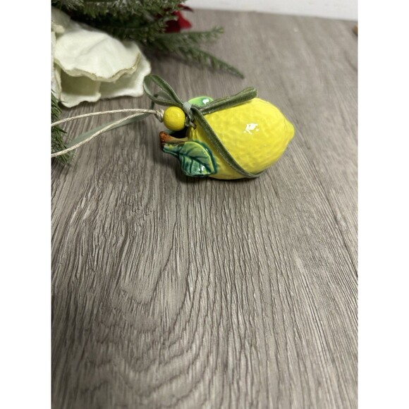 Upcycled Vintage Salt & Pepper Shaker Christmas Ornament Porcelain Lemon Japan - Picture 4 of 6